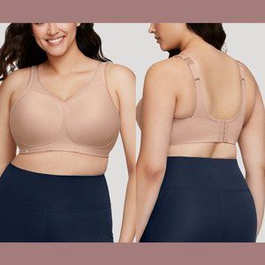 NEW $57 Glamorise [ 44H US ]‎ MagicLift Seamless Sports Bra in Cafe Nude